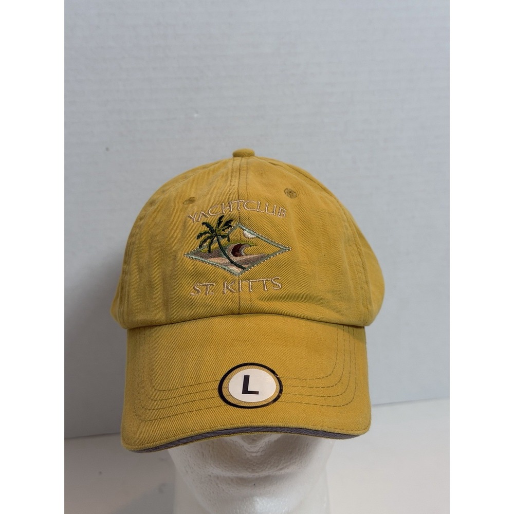 Yacht Club St Kitts Hat Cap wave palm tree One Size Yellow